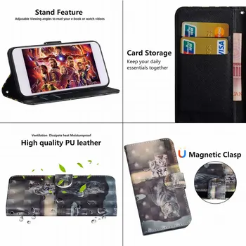 Reža za kartico Usnje Primeru Telefon Za Huawei P Smart 2018 2019 Y5 Y6 Pro 2017 Y7 Y9 Čast 9 10 Lite 7X 8X DP24Z