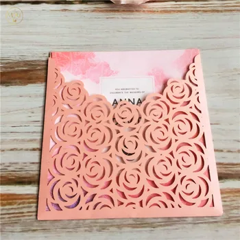 Roza pearl papir laser cut rose žep poročna vabila