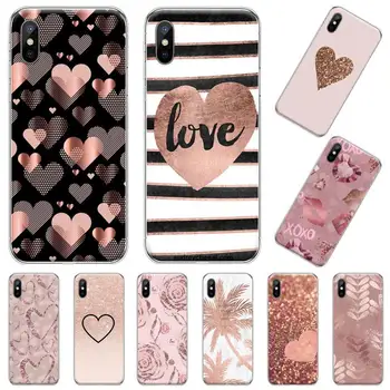 Roza Zlata Rose Ljubezen srce Primeru Telefon za iPhone 11 12 pro XS MAX 8 7 6 6S Plus X 5S SE 2020 XR funda trup coque lupini