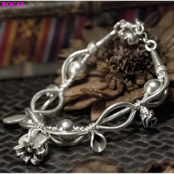 Ročno cvet S990 čistega srebra ženska zapestnica stopala verige 2020 novi nekaj Tajski srebro obrti sterlimg srebrno Zapestnico za ženske