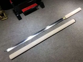 Ročno Japonski Samuraj Katana Oster T10 Gline Kaljeno Rezilo Naravnost Meč Polno Tang 60.3 HRC Lahko Cut Bambusa