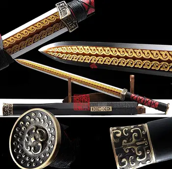 Ročno Polno Funkcionalno Visoko Manganovega Jekla Rezilo Oster Boj Meč Kitajski Han Dinastije Jian/Medenina Nož Opremljena