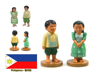 Ročno poslikano Filipini Narodne Noše Par Lutka Kip Smolo Obrti, Turizem, trgovina s Spominki, Darila, Zbiranje Doma Dekor