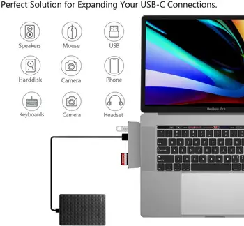 RREAKA USB 3.0 Tip-C Hub, Da 4K HDMI Adapter USB C Središče s TF SD Režo za Bralnik medijskih kartic PD za MacBook Pro/Zrak 2020
