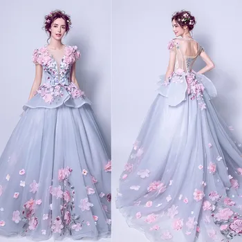Ruthshen Luksuzni Večerne Obleke 2020 3D Cvetlični Ruffles Seksi Formalno Maturantski Halje S Kratkimi Rokavi Speicial Priložnost Obleke