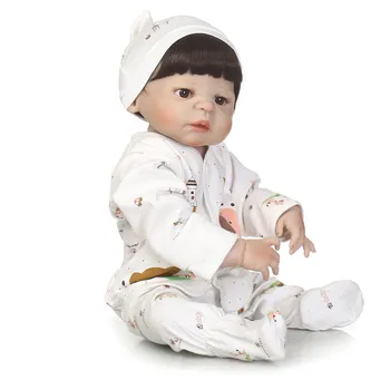 S košaro 55 cm Polni Silikona Telo Prerojeni Baby Doll Igrača Kot Pravi 22-palčni Novorojenčka Dekle, fant Malčki Punčko Kopanje Igrača Otrok Darilo