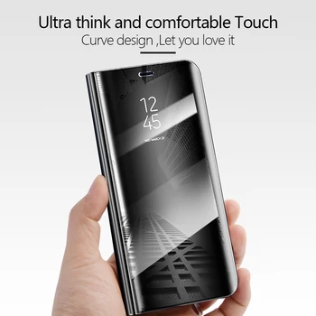 S9+ Smart Projekcijska Stojala primerom Ogledalo Za Samsung Galaxy S9 S 9 Primeru Jasen Pogled PU Usnje Pokrovček Za Samsung Galaxy S9 Plus S9+ Primeru