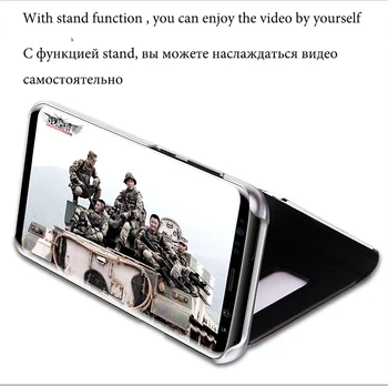 S9+ Smart Projekcijska Stojala primerom Ogledalo Za Samsung Galaxy S9 S 9 Primeru Jasen Pogled PU Usnje Pokrovček Za Samsung Galaxy S9 Plus S9+ Primeru