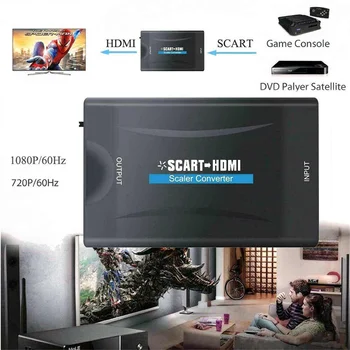 SCART za HDMI-združljivo Avdio Video Pretvornik Scaler 1080P 720P Adapter za TV-sprejemnikom HD DVD BOX En Način, Digitalni Video Converter