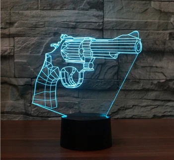 [Sedem Neon]brezplačna Dostava Revolver Akril 7Colors Namizno Svetilko 3D Lučka Novost darilo Led Nočna Lučka Millennium Falcon Svetlobe