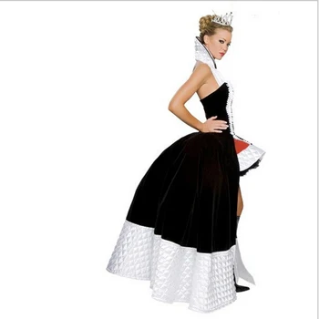 Seksi Deluxe Kraljica Fancy Oblačenja Noša Erotična Oblačila Halloween Kostum Očarljivo Igra Uniforme +Krono+Petticoat