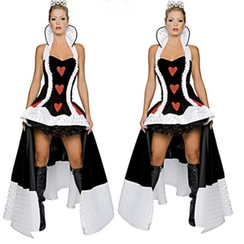 Seksi Deluxe Kraljica Fancy Oblačenja Noša Erotična Oblačila Halloween Kostum Očarljivo Igra Uniforme +Krono+Petticoat