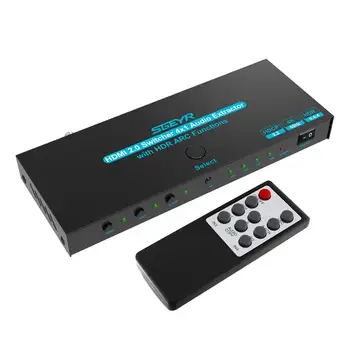 SGEYR HDMI Preklopnik 4x1 z Avdio 4K@60Hz HDMI Stikalo Remote,4 v 1 Izhod HDMI Izbirno Stikalo Avdio Napo (SPDIF + Koaksialni +