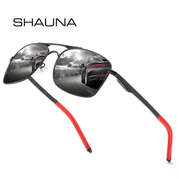 SHAUNA Klasičen Modni Moški Prevelik Kvadratnih Polarizirana sončna Očala Aluminija, Magnezija Okvir Zrcalne Prevleke Objektiv Vožnje Očala