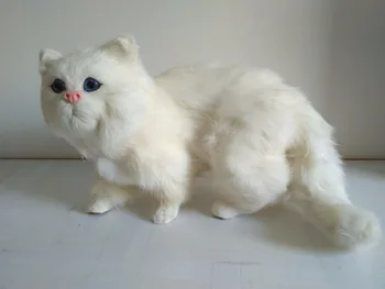 Simulacija belega mačka velike 28x14x21cm model,polietilen&krzno, krzneni izdelki kat. obrt,rekviziti,doma dekoracijo darilo p0812