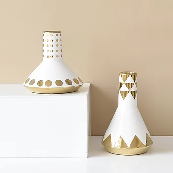 Skandinavski slog geometrijske zlato keramične vaze dnevna soba dekoracijo doma pohištvo za spalnice nočno omarico namizno dekoracijo obrti