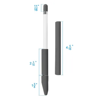 Sklop 4 Premium Silikona Izdelan Svinčnik Rokav Skp Ohranjevalnik Držalo za Apple Svinčnik (Siva) (Bela)