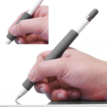 Sklop 4 Premium Silikona Izdelan Svinčnik Rokav Skp Ohranjevalnik Držalo za Apple Svinčnik (Siva) (Bela)