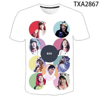 Slavni EXO 3D Tiskanih Tshirt Moški Ženske Rock T-Shirt Fant Dekle Modi Priljubljena Razširjena Kratek Rokav Vrhovi Moške 3D Tshirt