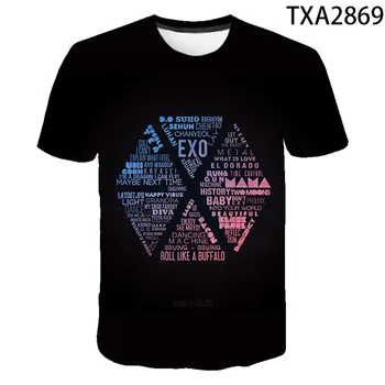 Slavni EXO 3D Tiskanih Tshirt Moški Ženske Rock T-Shirt Fant Dekle Modi Priljubljena Razširjena Kratek Rokav Vrhovi Moške 3D Tshirt