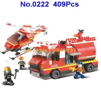 Sluban 409pcs mesto gasilci gasilska prve pomoči vanguard helikopter tovornjak gradnik Igrača