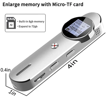 Snemanje Peresa Snemalnik Glasu Vključi Digitalni 8GB Pero Non-Stop Snemanje MP3 Predvajalnik PCM 1536Kbps Podpora TF-Card