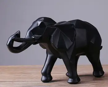 Sodobno Abstraktno Black Slon Kip Smolo Okraski Dom Dekoracija dodatna oprema Darilo Geometrijske Smolo Slon Kiparstvo