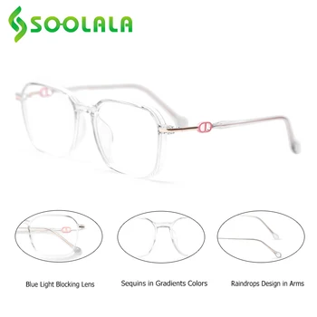 SOOLALA Lahki Kvadratnih TR90 Anti Modra Svetloba Obravnavi Očala Ženske Daljnovidno Povečevalno Bralec Presbyopic Očala +0.5 0.75