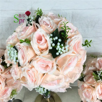SPR svetlo roza tabela centerpiece umetno rose poročna cvet stenske luči cesti vodi arch cvet žogo za stranko ureditev