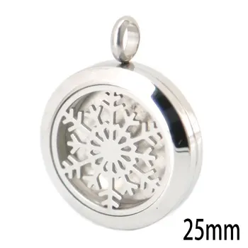 Srebrni Nakit 25 mm 30 mm Božič snežinka Aromaterapija Eterično Olje 316 Nerjavnega Jekla Parfum Difuzor Locket Ogrlica