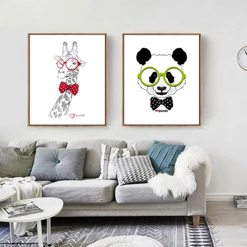 Srčkan Živali, Platno, Slike Kawaii Plakat in Tiskanje Pop Nordijska Wall Art Slike za Dekleta, Otroci Soba Darilo Doma Dekor brez okvirja