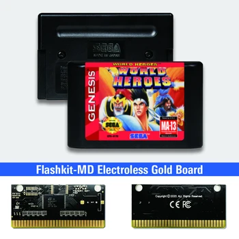 Svet Junakov - ZDA založbo Flashkit MD Electroless Zlato PCB Kartico Sega Genesis Megadrive Video Igra Konzola