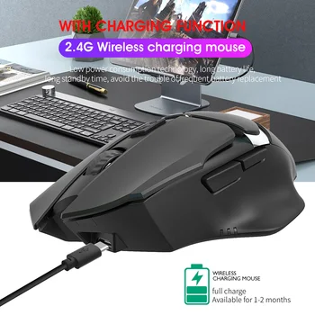 T60 Igralne Miške za Polnjenje 2.4 G Wireless Mouse 2400DPI Nastavljiva Ergonomska 6 Gumbe LED Osvetljen Igralec z Miško Za Prenosni RAČUNALNIK