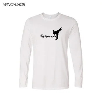 Taekwondo Print majica s kratkimi rokavi Moški Jesensko O-Neck Majica z Dolgimi rokavi Koreja Slog Fitnes Ulične Vrhovi Tee Camisas Hombre