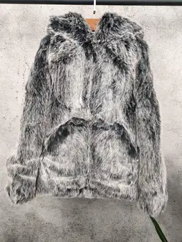 Temperament 11.17 Zimski Modni Hooded Fox Plašč Ženske Toplo Gradient Zadrgo Specializiranimi Za Umetno Krzno Vrhnja Oblačila