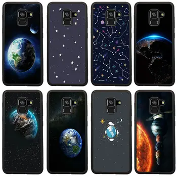 Težko PC TPU Primeru Telefon za Samsung Galaxy A5 A7 A8 J3 J4 J6 J7 J8 2017 2018 S7 S8 S9 S10 Pluss Vrečke Zemlja Planet Luna