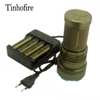 Tinhofire ArmyGreen/Black 20000 lumnov 12 x CREE XML T6 Prenosna Led Svetilka Lov Svetilko, Baklo G12+baterija+4slot polnilnik