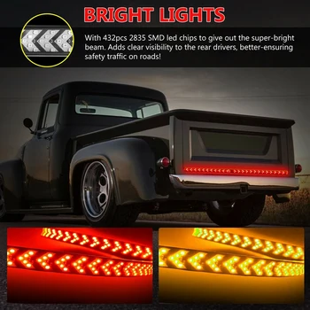 Tovornjak vrata prtljažnika Trakovi 39 Palčni LED Zaporedno Vključite Signal Zavore Rep Povratne lightbar