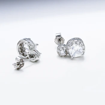 Trdna 925 stud uhani krog cut cz kristalni nakit elegantno izjavo nakit sijoče sterling srebro uhan darila