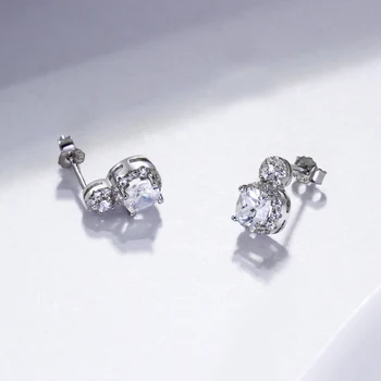 Trdna 925 stud uhani krog cut cz kristalni nakit elegantno izjavo nakit sijoče sterling srebro uhan darila