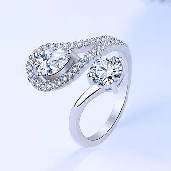 Trendy Obroči za Ženske 925 Srebro Nakit Geometrijske Oblike Ruby Safir Cirkon dragih kamnov Odpiranje Prst Poročni Prstan Posla
