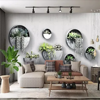 Tri-dimenzionalni zelena rastlina v ozadju stene strokovno pripravo zidana debelo ozadje plakat, fotografija steno