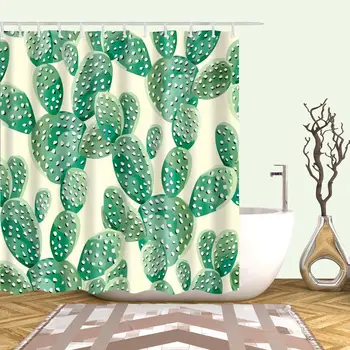 Tropski Kaktus Risanka Rastlin Tuš Zavesa Moda Kopel z Dodatki 12 Kljuke Nepremočljiva Tkanine iz Poliestra Kopalnica Dekor