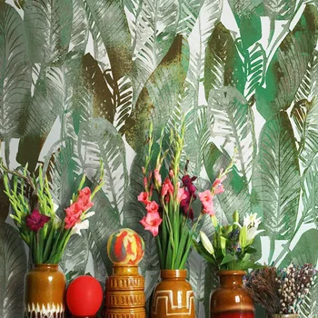 Tropski Tiskanja Ozadje Freske Deževnega Gozda Banan listi Ins Foto Studio v Ozadju Stene Papir, Neprepusten za Shranjevanje Stene