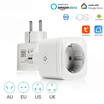 Tuya WiFi Smart Vtičnico EU 16A Moč Zaslon Smart Plug APP Nadzor Dela Z Alexa Google doma Doma Pomočnik za Opremo Doma