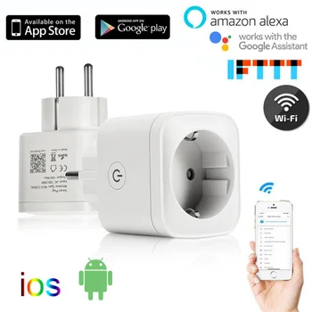 Tuya WiFi Smart Vtičnico EU 16A Moč Zaslon Smart Plug APP Nadzor Dela Z Alexa Google doma Doma Pomočnik za Opremo Doma