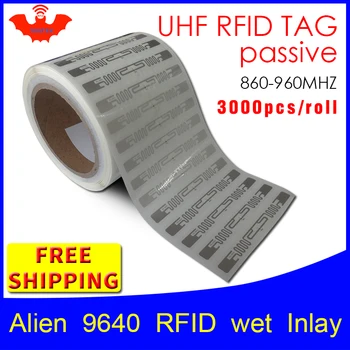 UHF RFID tag nalepke Tujec 9640 EPC6C mokro podolgovat 915mhz868mhz860-960MHZ Higgs3 3000pcs brezplačna dostava adhensive pasivni RFID nalepka