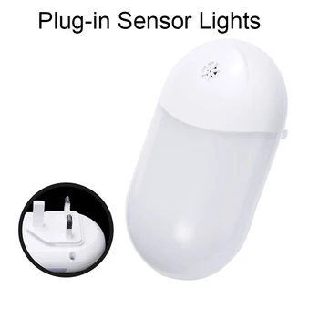 UK Plug-in LED Nočna Lučka Plug-in PIR Senzor za Luči Mraka do Zore Senzor Svetilke Toplo Bela Za Dnevna Soba Hodnik Kopalnica