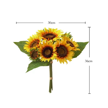 Umetni Sončnice Dekoracijo Poročni Šopek Simulirani Cvetje 7 Glav Svile Cvet Doma Stranka Namizni Okrasek