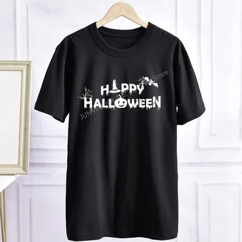 Unisex ohlapno črno T-shirt, gotska punk Harajuku bučna bat t-shirt tiskanje, Halloween party dolgo vrh ženske majice